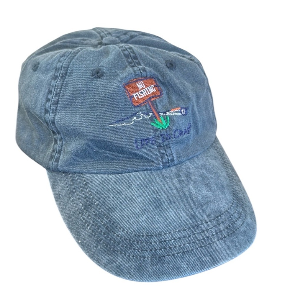 Anvil Life is crap no fishing denim baseball cap blue adjustable